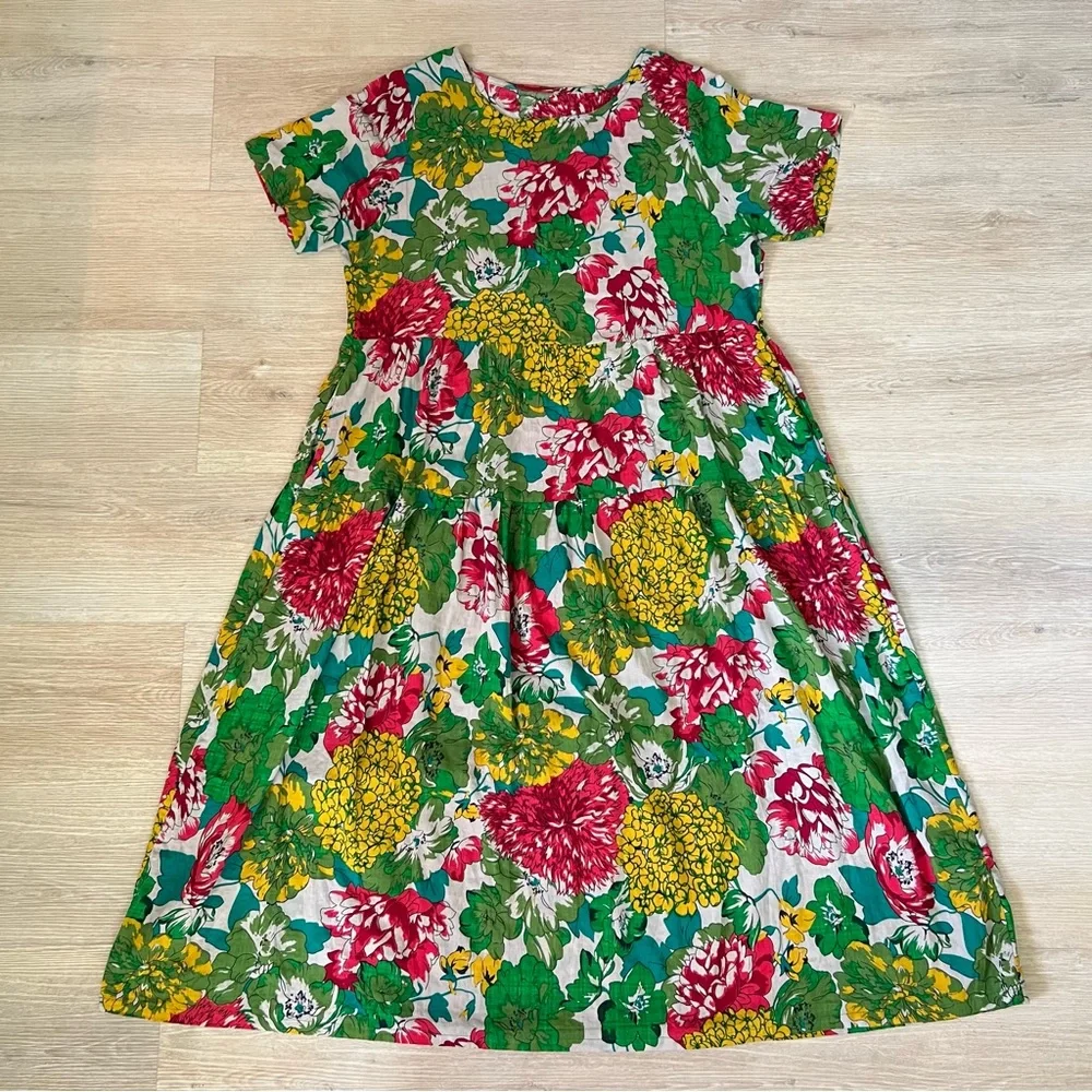 Beautiful 100% Cotton Yesno Colorful Floral Print Flowy Modest Maxi Dress - Picture 3 of 10